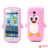 Силиконовый чехол Пингвин для Samsung S7562 Galaxy S Duos (нежно-розовый)